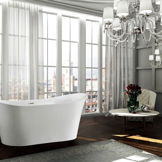 67 in. Bergamo Freestanding Bathtub in Glossy White