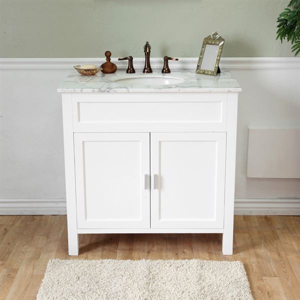 Avalon 36" Freestanding Vanity with Marble Vanity Top in White