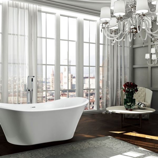 71" Glossy White Freestanding Bathtub