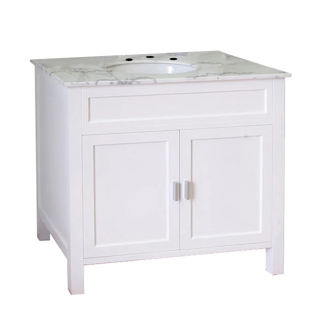 Avalon 36" Freestanding Vanity with Marble Vanity Top in White