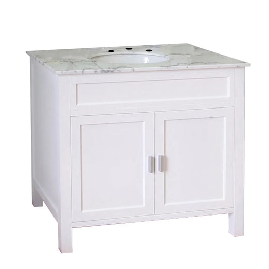 Avalon 36" Freestanding Vanity with Marble Vanity Top in White