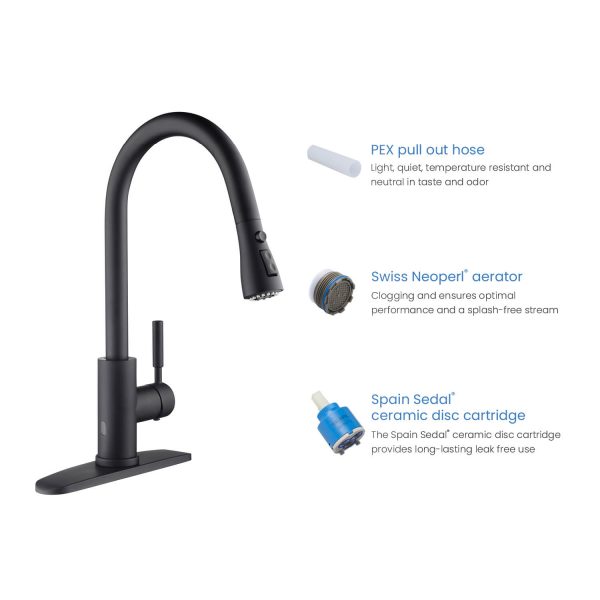 Single Handle Pull Down Kitchen Faucet With Touch Sensor