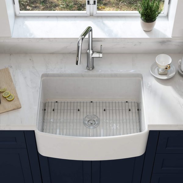 Fireclay Curved Apron Front Farmhouse Kitchen Sink Pure Series