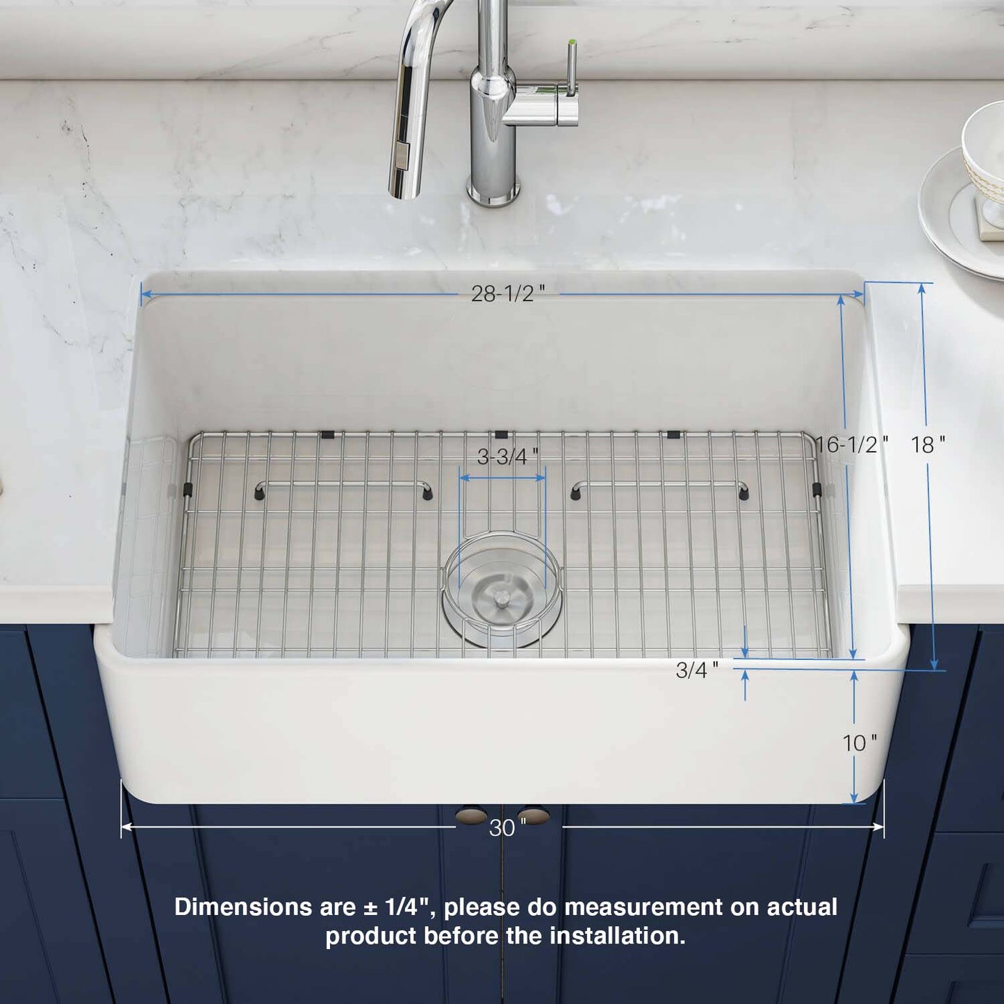 Fireclay Farmhouse Kitchen Sink Pure Series 30″