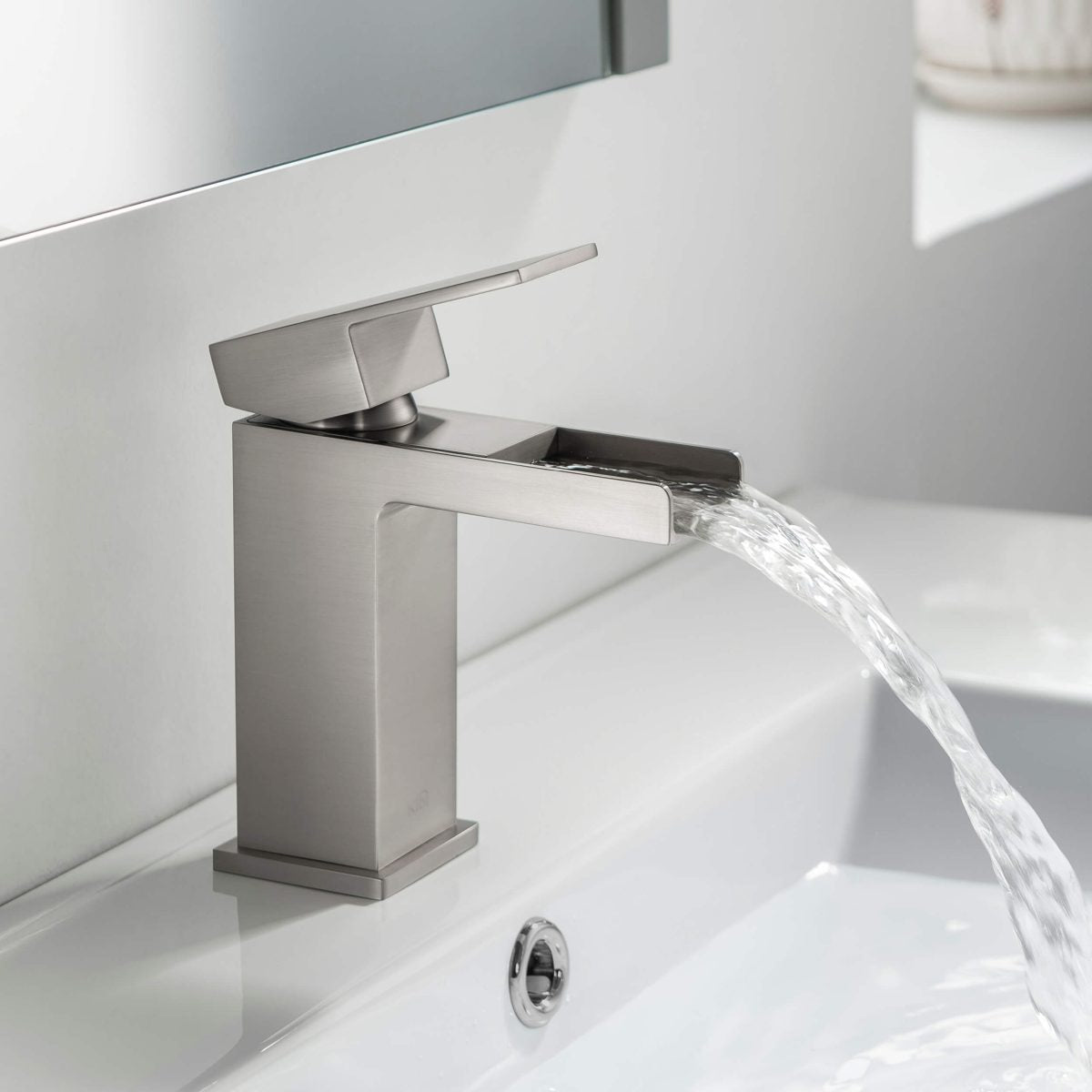 Waterfall Brass Single Handle Bathroom Vanity Sink Faucet