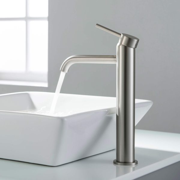 Circular Brass Single Handle Bathroom Vessel Sink Faucet