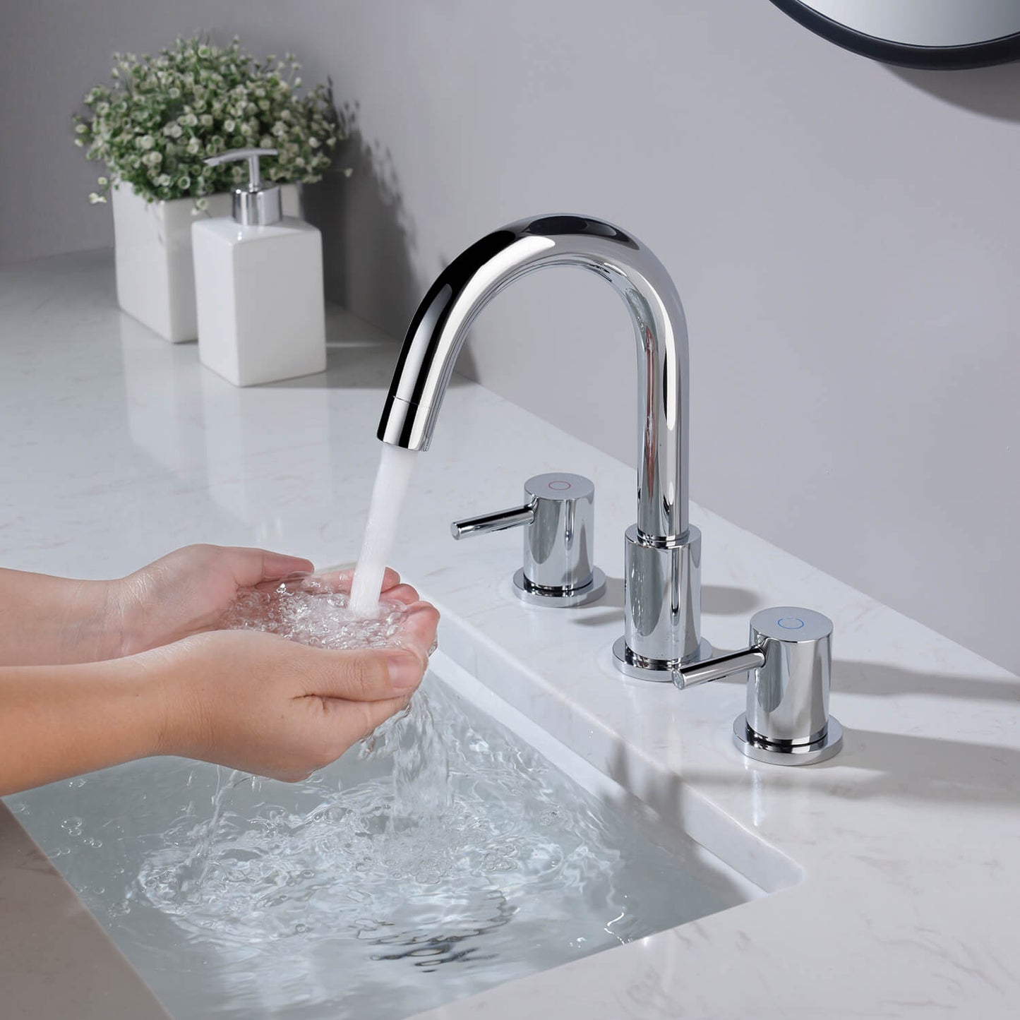 Circular 8″ Widespread Bathroom Sink Faucet