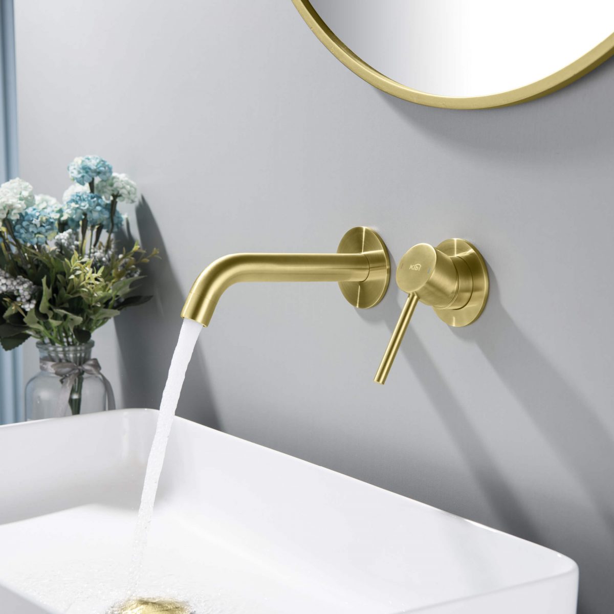 Circular Single Handle Wall Mounted Bathroom Sink Faucet