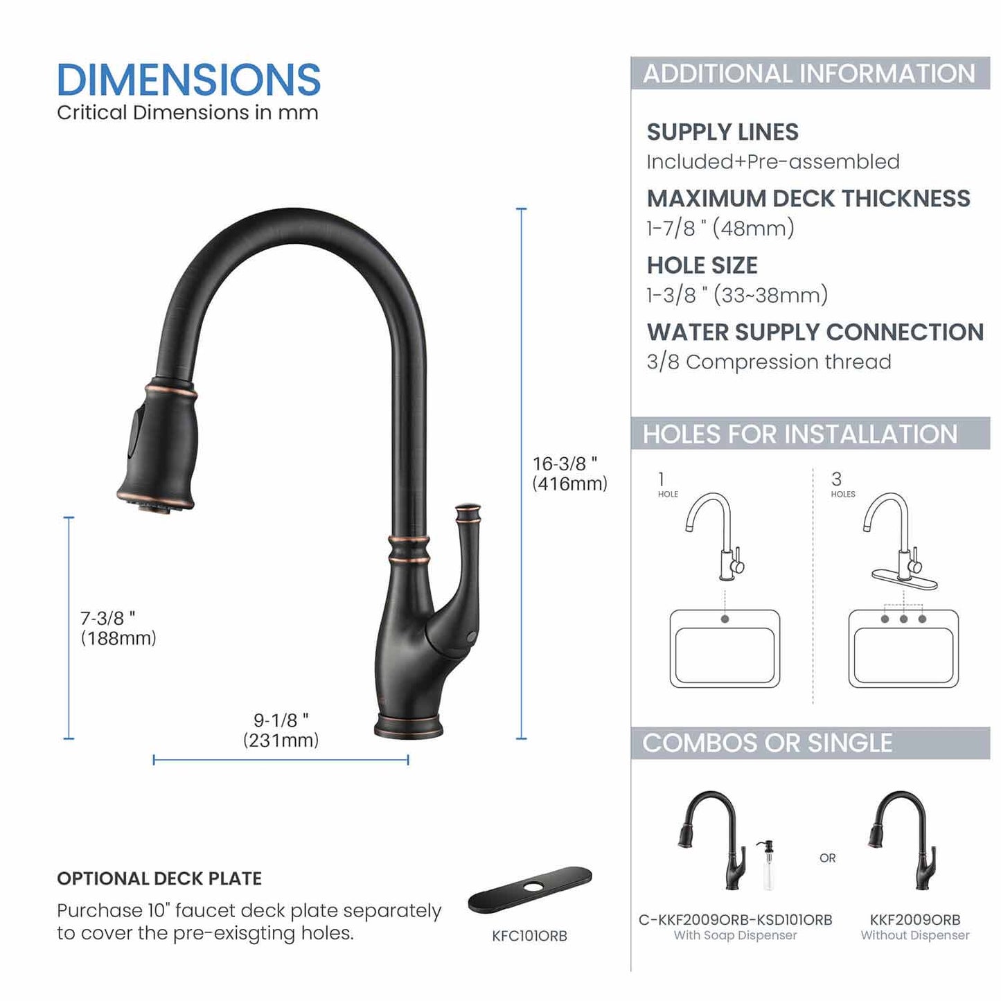 Summit Single Handle High Arc Pull Down Kitchen Faucet