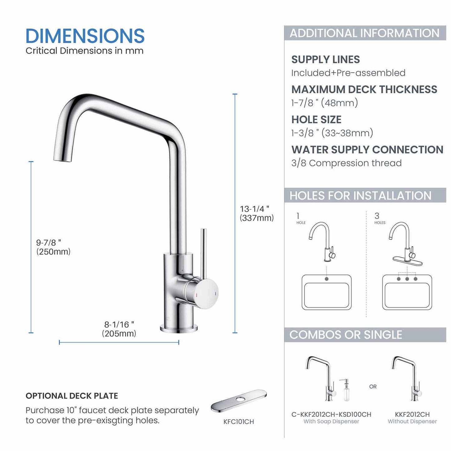 Macon Single Handle High Arc Kitchen Bar Sink Faucet