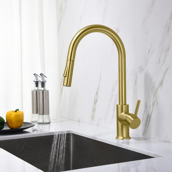 Circular Single Handle Pull Down Kitchen Faucet