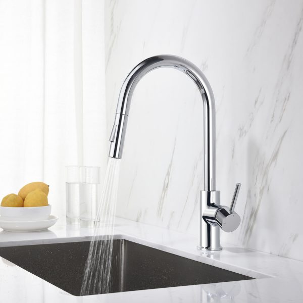 Circular Single Handle Pull Down Kitchen Faucet