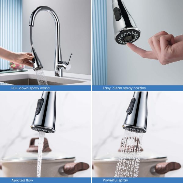 Bari-T Single Handle Pull Down Kitchen Sink Faucet