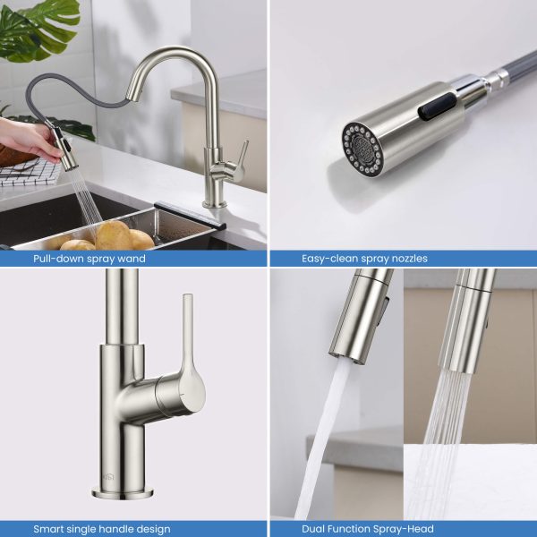 Fusion Single Handle Pull Down Kitchen & Bar Sink Faucet