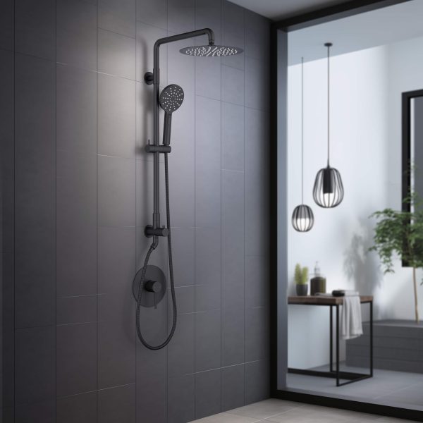 Circular Pressure Balanced Ceiling Mounted 3-Function Shower System with Rough In Valve