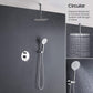 Circular Pressure Balanced Ceiling Mounted 2-Function Shower System with Rough In Valve