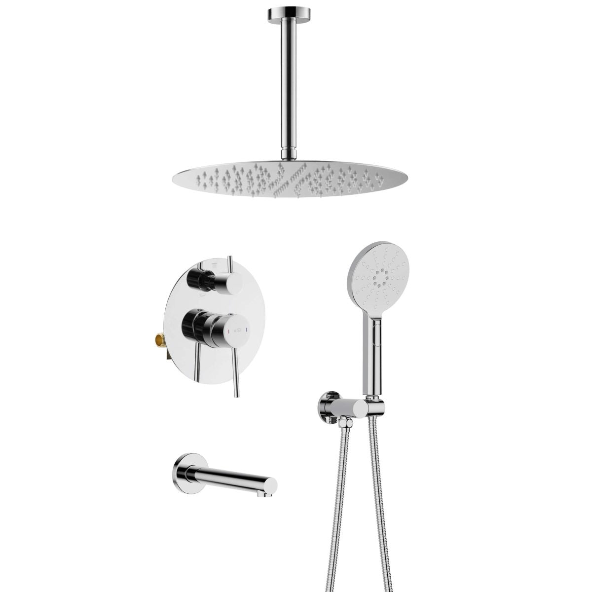 Circular Pressure Balanced Ceiling Mounted 3-Function Shower System with Rough In Valve