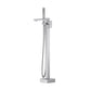 Cube Single Handle Floor Mounted Freestanding Tub Filler With Hand Shower