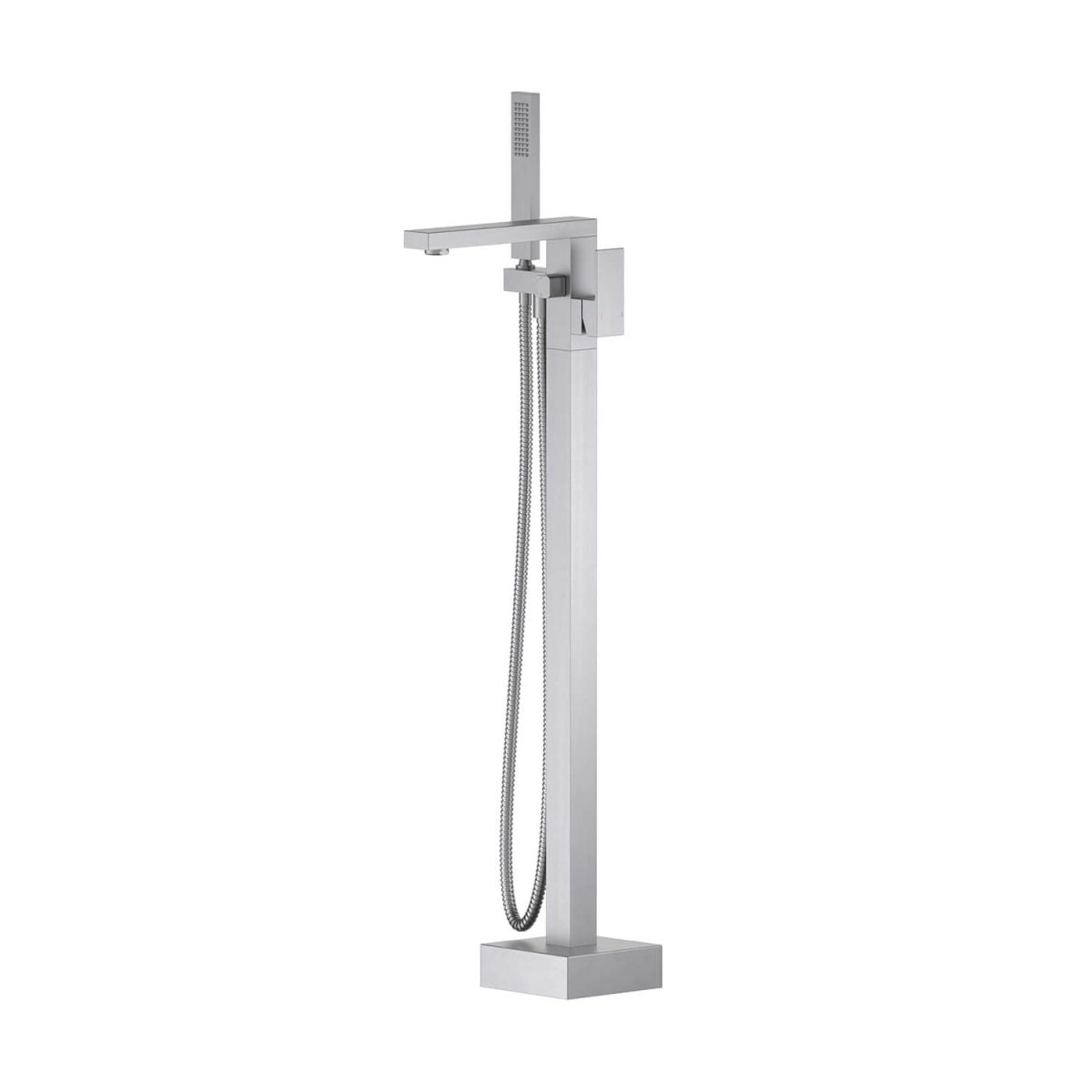 Cube Single Handle Floor Mounted Freestanding Tub Filler With Hand Shower