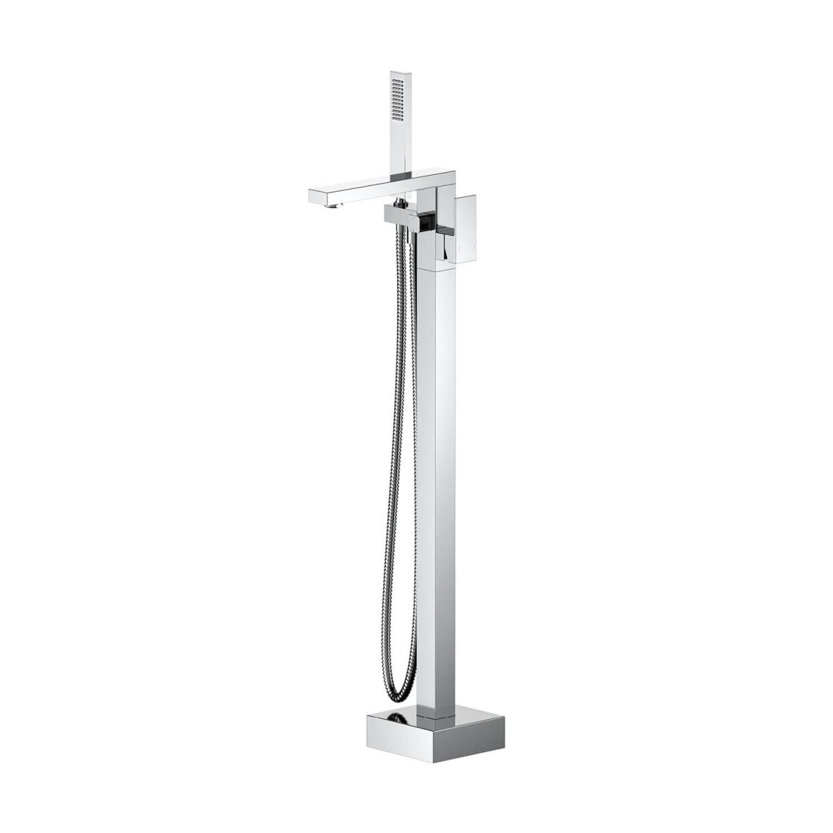 Cube Single Handle Floor Mounted Freestanding Tub Filler With Hand Shower