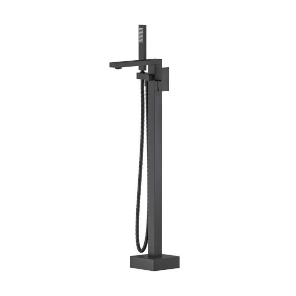 Cube Single Handle Floor Mounted Freestanding Tub Filler With Hand Shower