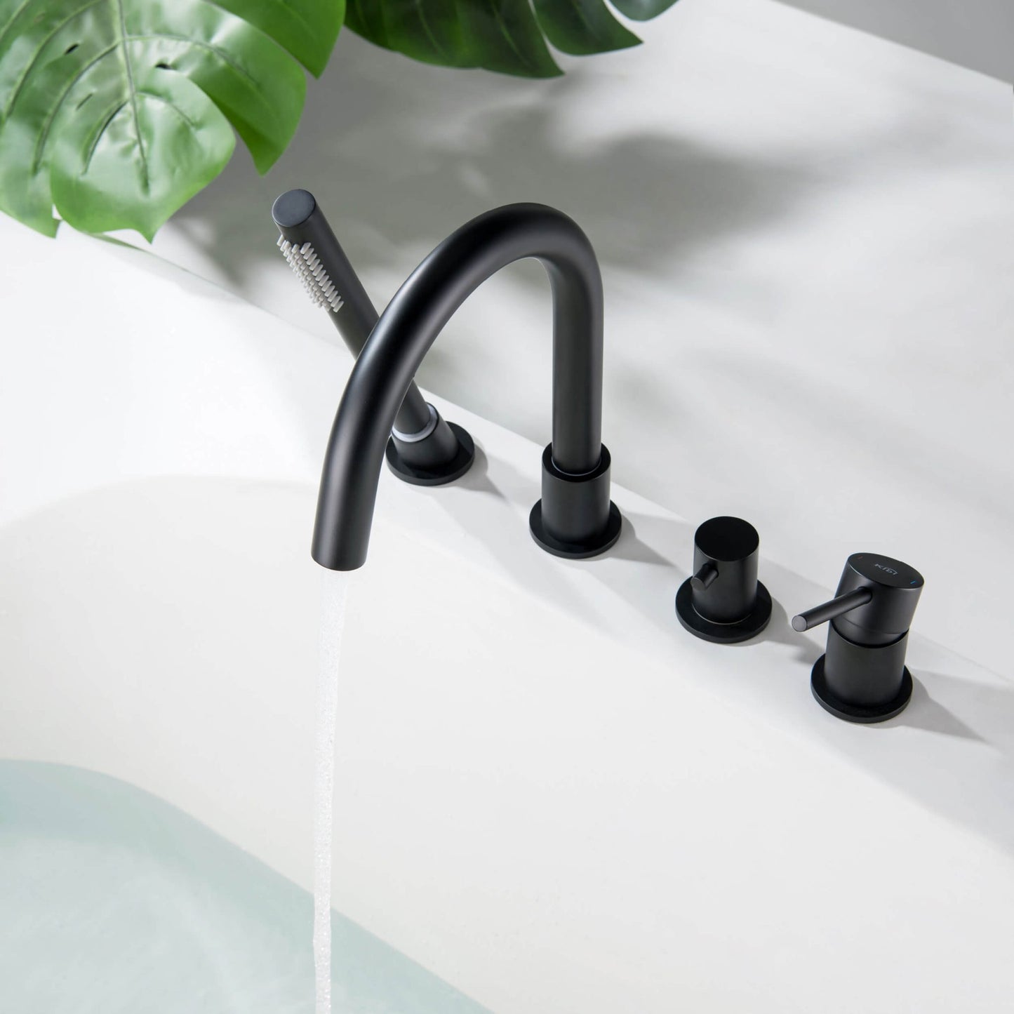 Circular Deck Mounted Bathtub Faucet with Hand Shower