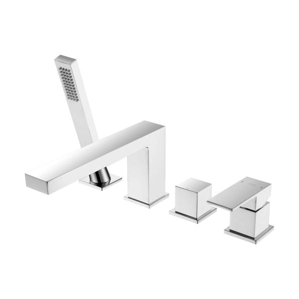 Cube Deck Mounted Bathtub Faucet with Hand Shower