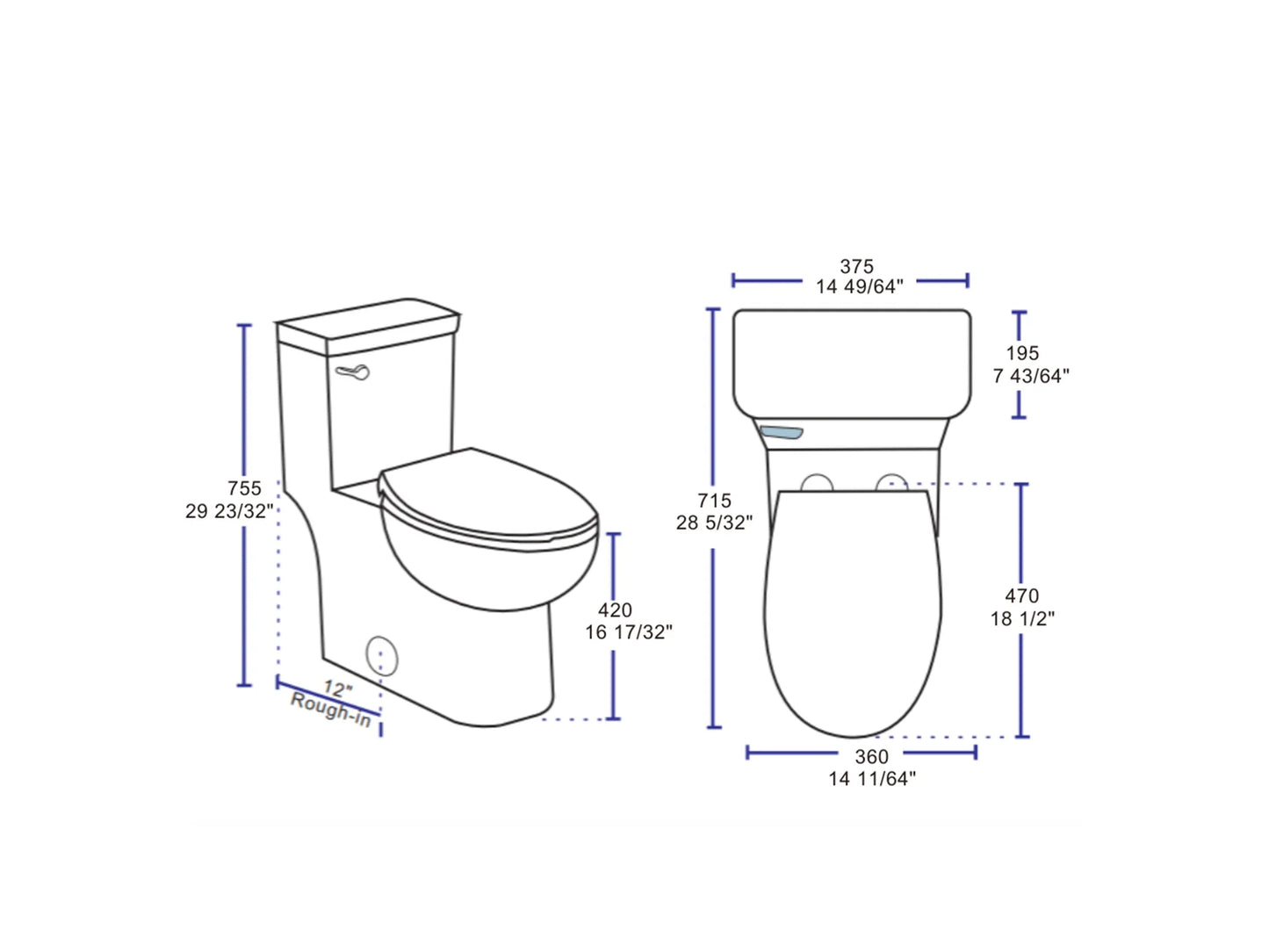 XIX Vortex Single Flush Toilet  ADA