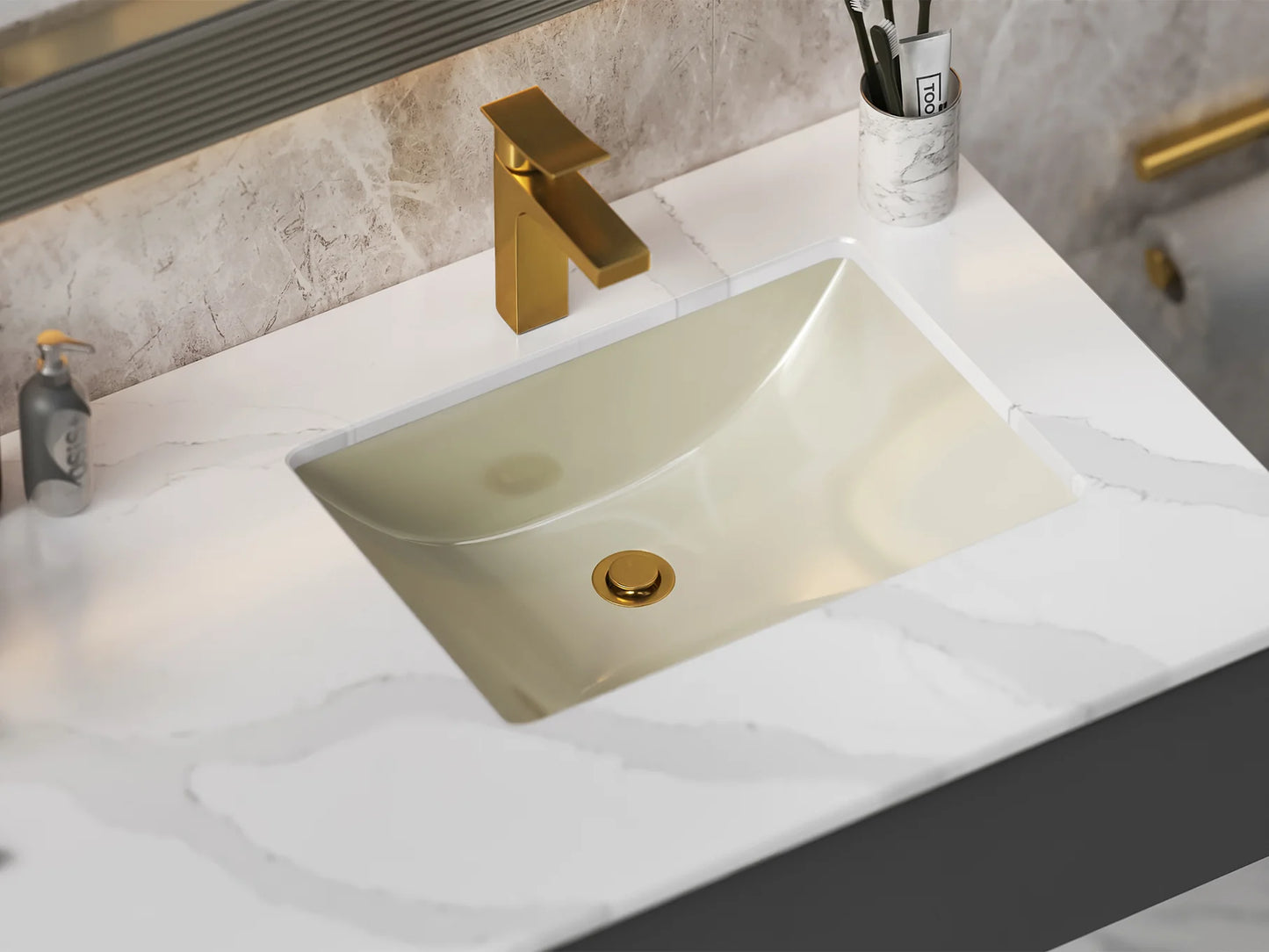 18" x 13" Pearl Stone Porcelain Undermount Sink