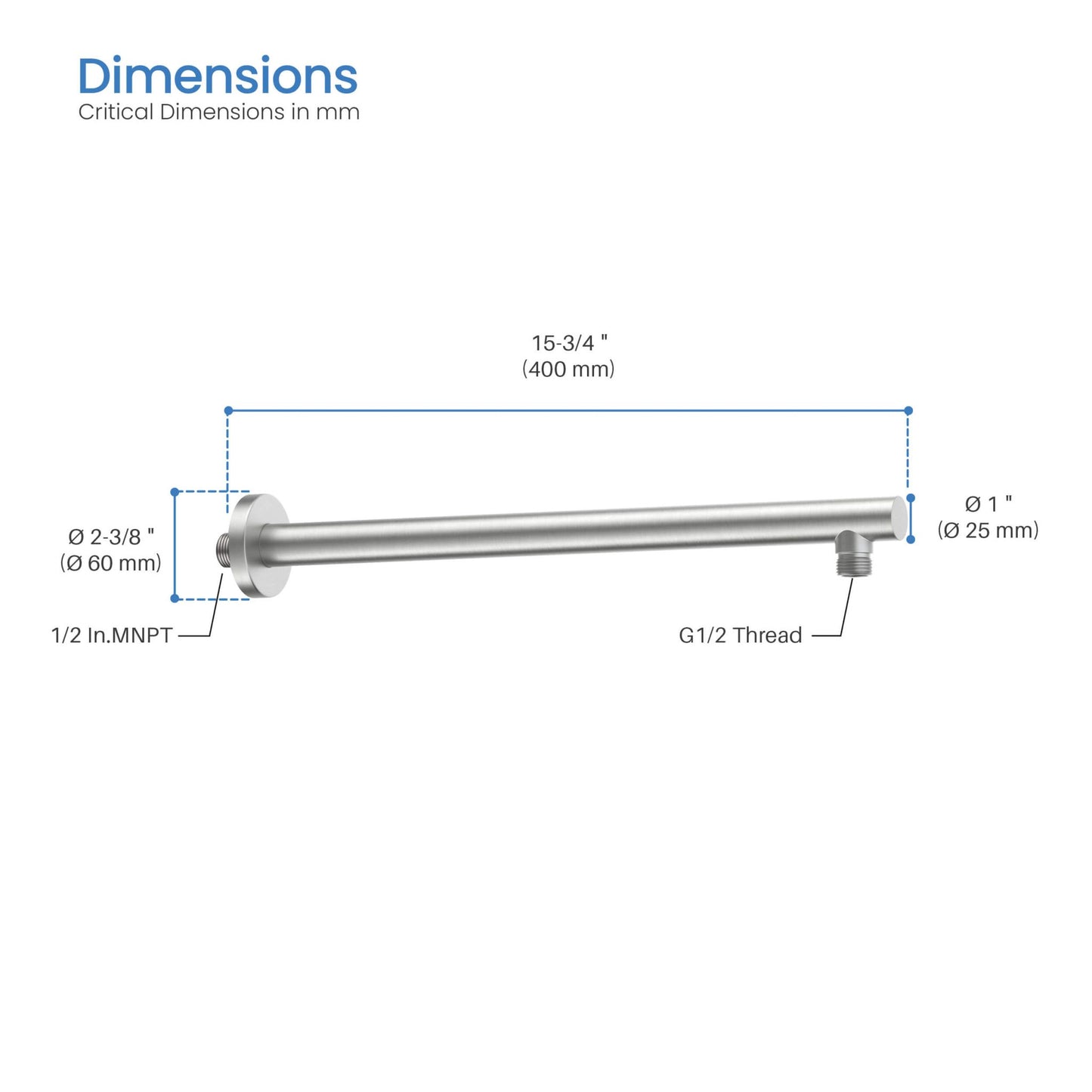 Stainless Steel Wall mounted Shower Arm