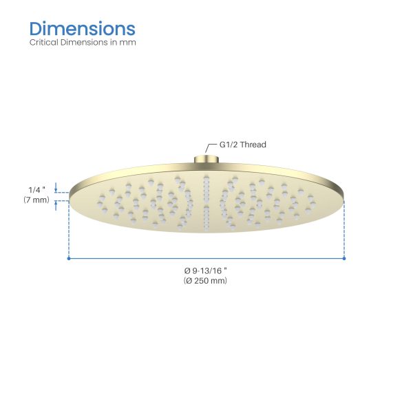 Circular 10″ Metal Thin Profile Rain Shower Head 1.75 GPM