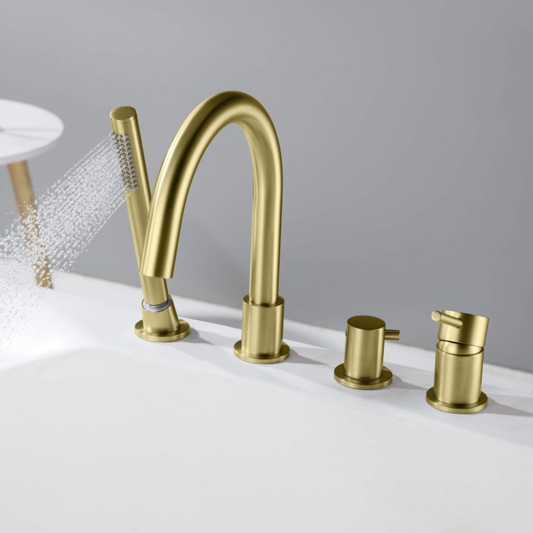 Circular Deck Mounted Bathtub Faucet with Hand Shower