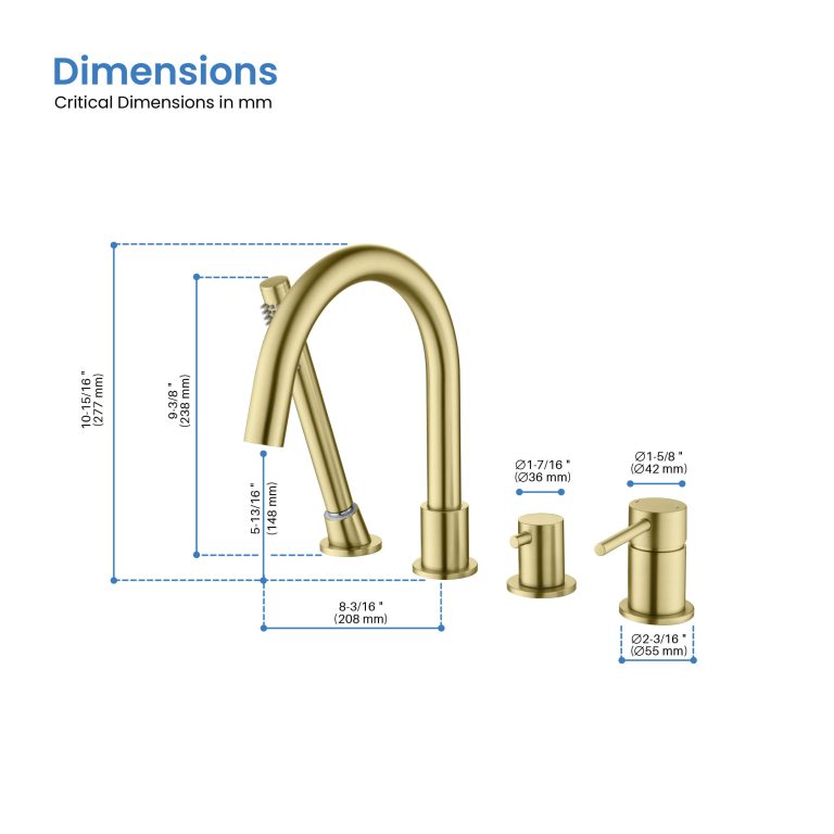 Circular Deck Mounted Bathtub Faucet with Hand Shower