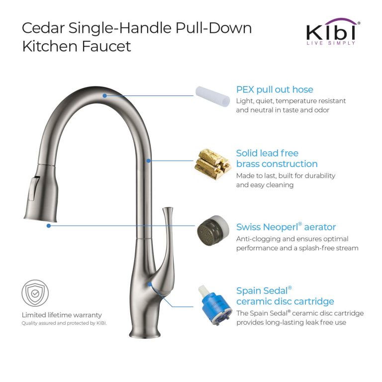 Cedar Single Handle High Arc Pull Down Kitchen Faucet