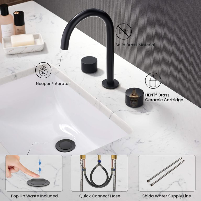 Bathroom Sink Widespread Faucet with Drain Assembly