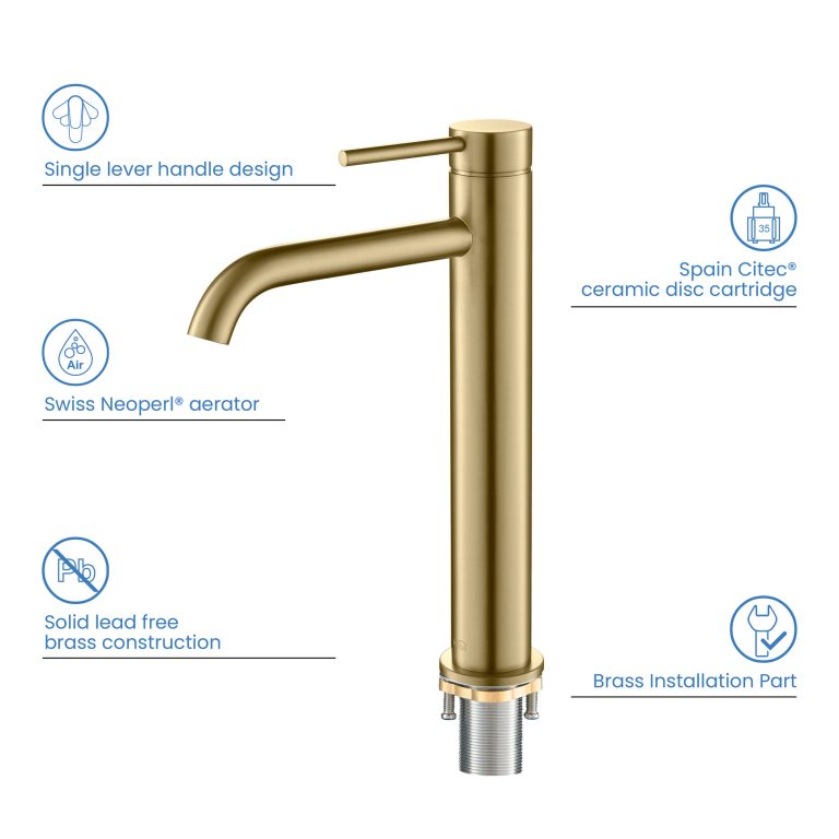 Circular Brass Single Handle Bathroom Vessel Sink Faucet