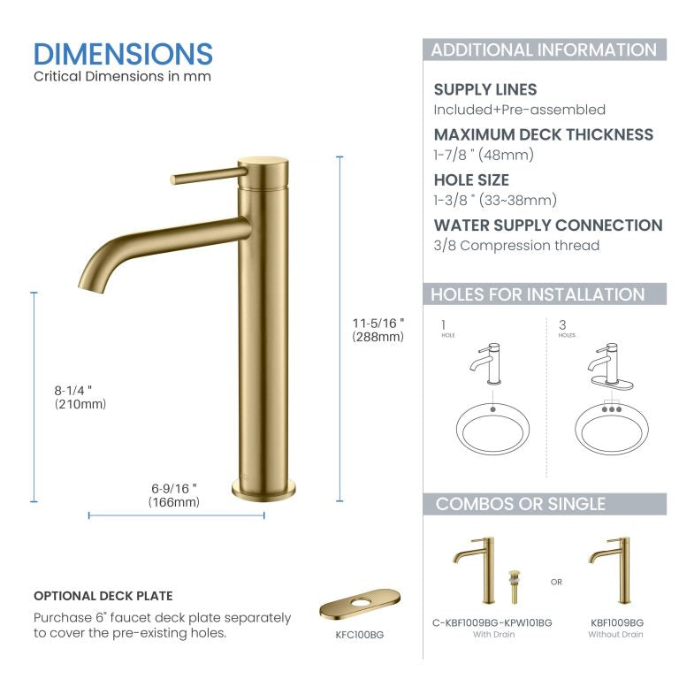 Circular Brass Single Handle Bathroom Vessel Sink Faucet