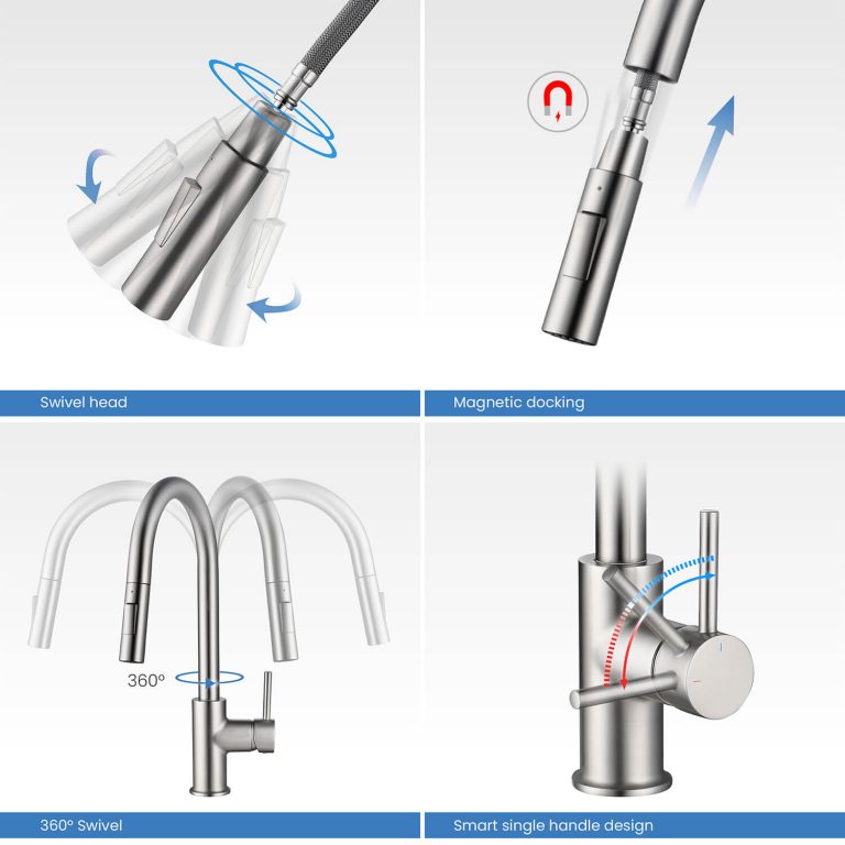 Circular Single Handle Pull Down Kitchen Faucet