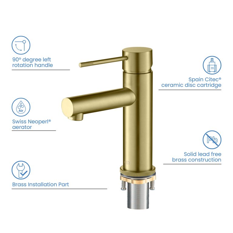 Circular X Brass Single Handle Bathroom Vanity Sink Faucet