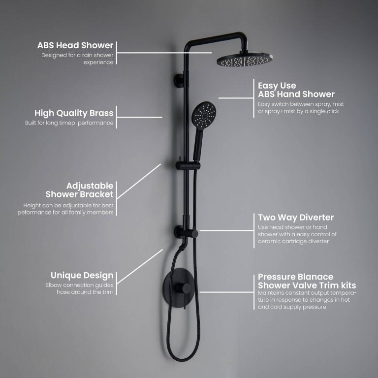 Circular Shower Column with Dual Function Shower Head