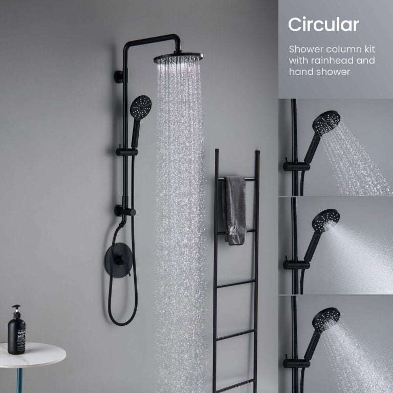 Circular Shower Column with Dual Function Shower Head