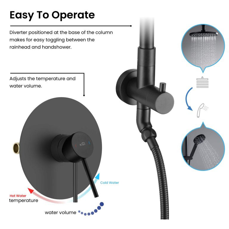 Circular Shower Column with Dual Function Shower Head