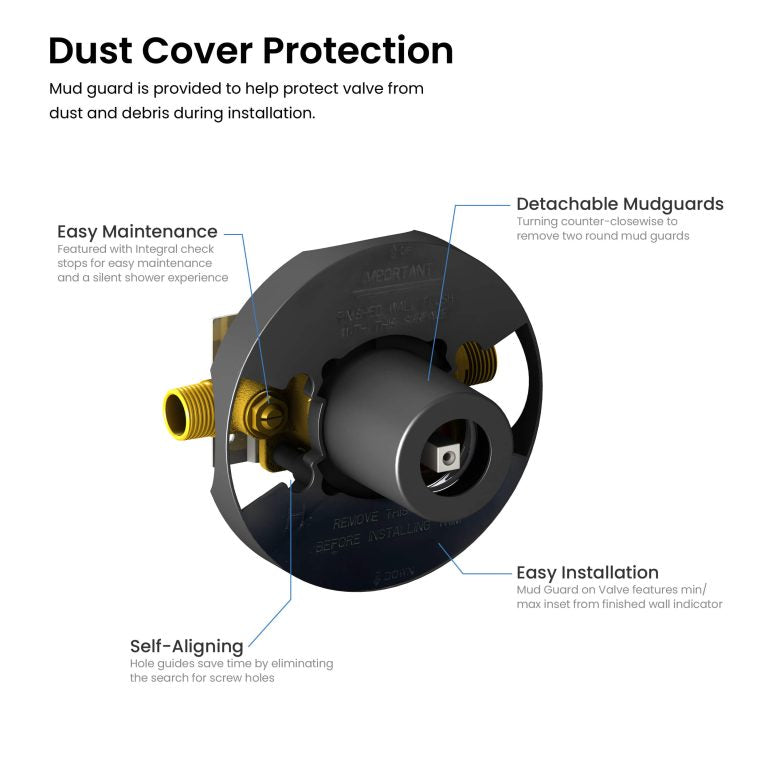 Circular Pressure Balanced 2-Function Shower Column with Rough In Valve