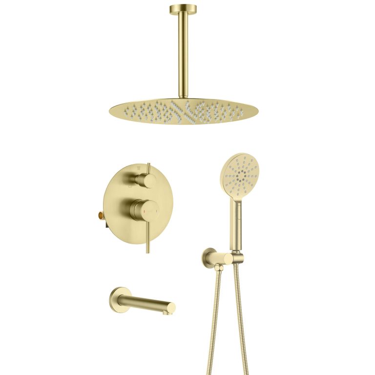 Circular Pressure Balanced Ceiling Mounted 3-Function Shower System with Rough In Valve