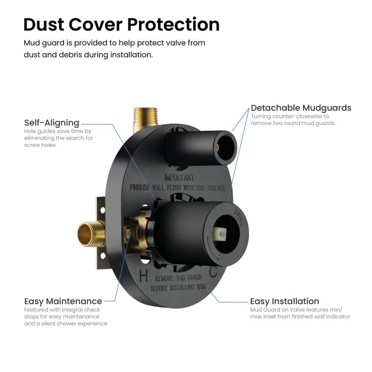 Circular Pressure Balanced Ceiling Mounted 3-Function Shower System with Rough In Valve