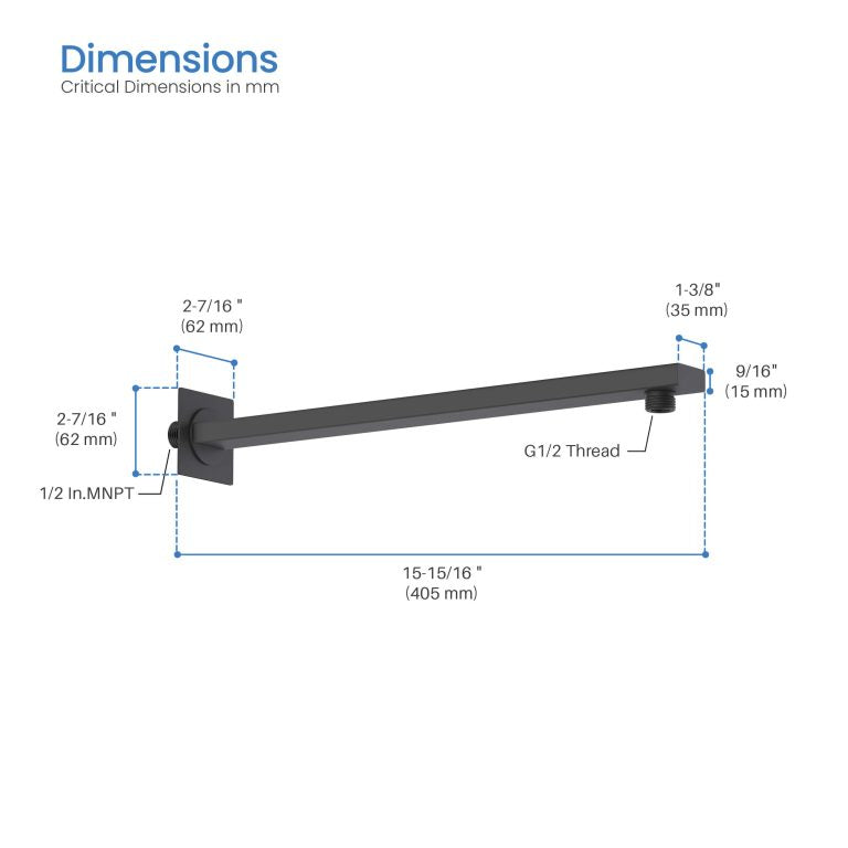 Cube 16″ Wall Mounted Shower Arm