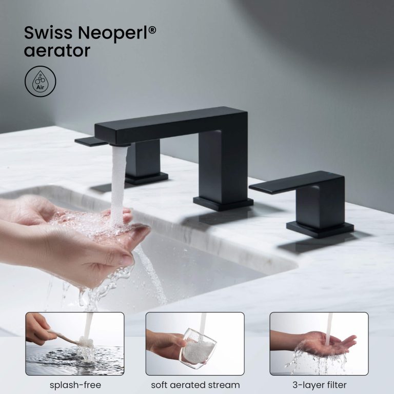 Cube 8“ Widespread Bathroom Sink Faucet with Drain Assembly