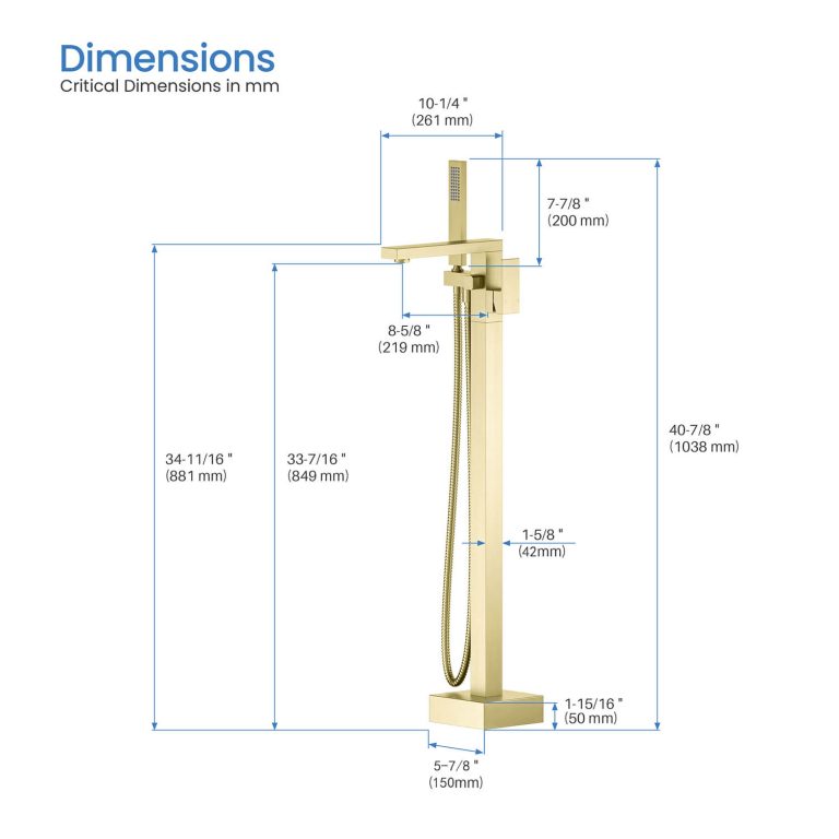 Cube Single Handle Floor Mounted Freestanding Tub Filler With Hand Shower