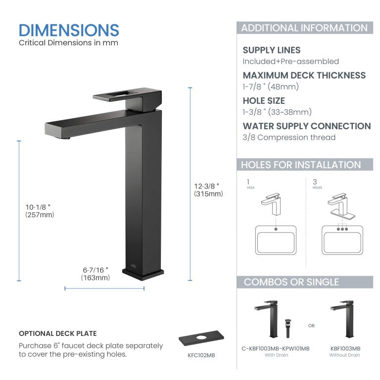 Cubic Brass Single Handle Bathroom Vessel Sink Faucet