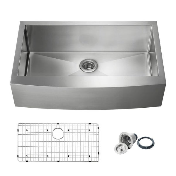 Handcrafted Farmhouse Apron Single Bowl Stainless Steel Kitchen Sink -36″